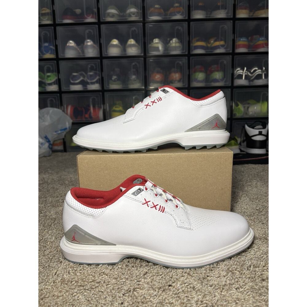 Nike Air Jordan ADG 5 Golf Shoes White Fire Red Silver FQ6642-101 Men’s Sz 10.5